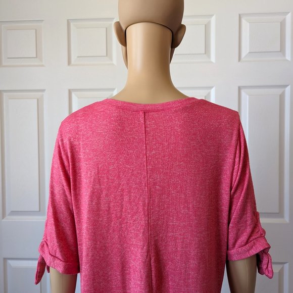 Lane Bryant Pink V Neck Short Sleeve with Ties Tunic Length Top Size 14/16 - Picture 6 of 7